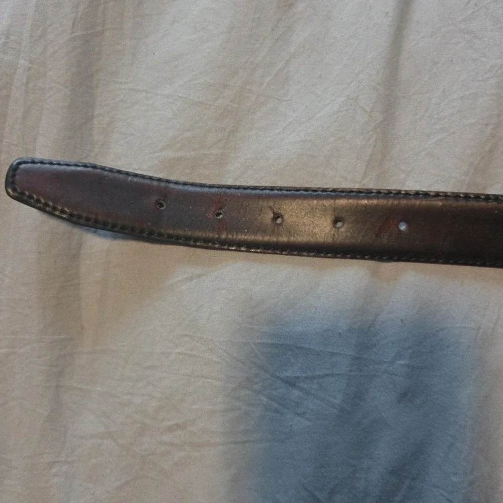 Hand Burnished Leather Belt, Made in Italy, Dark Brown Gold‎ Buckle, Size 34